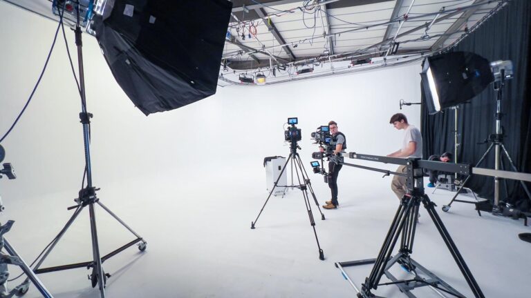 large product video shoot in white infinity cove